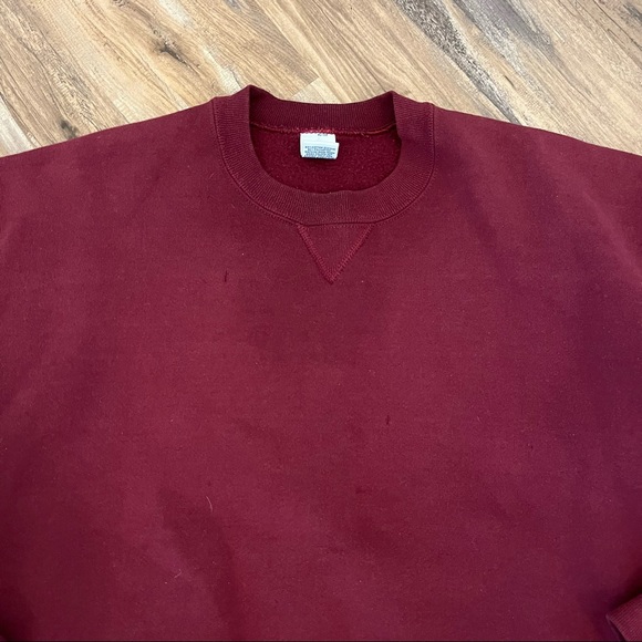Mens vintage 90s Russell athletic blank crew neck sweatshirt sz L red USA made - Picture 3 of 6